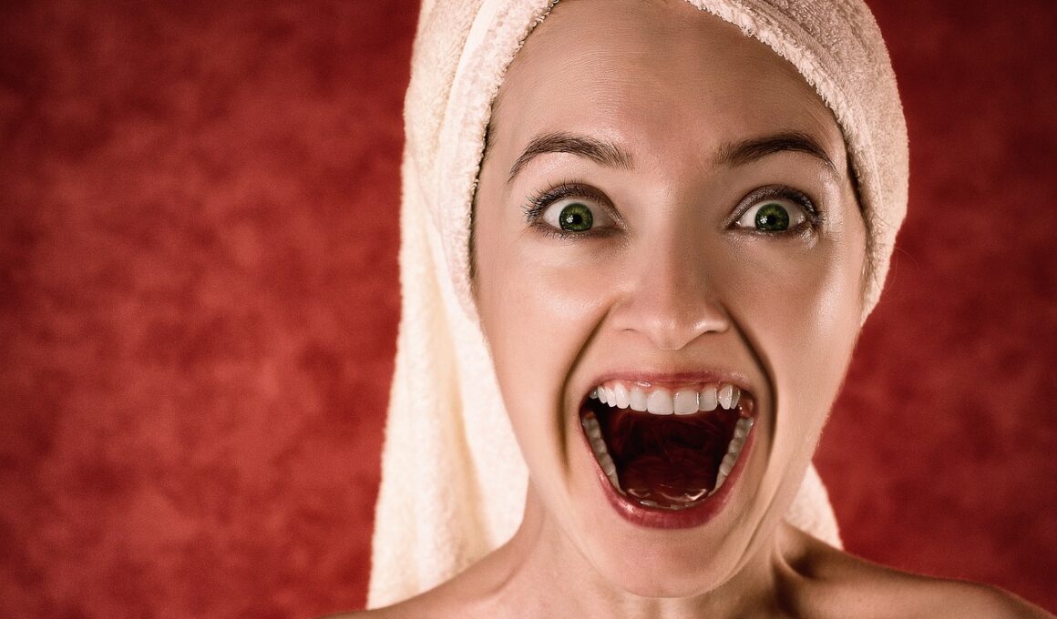 woman, towel, surprised