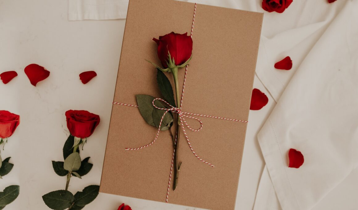 red rose on brown envelope