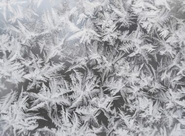 a close up of a frosty window
